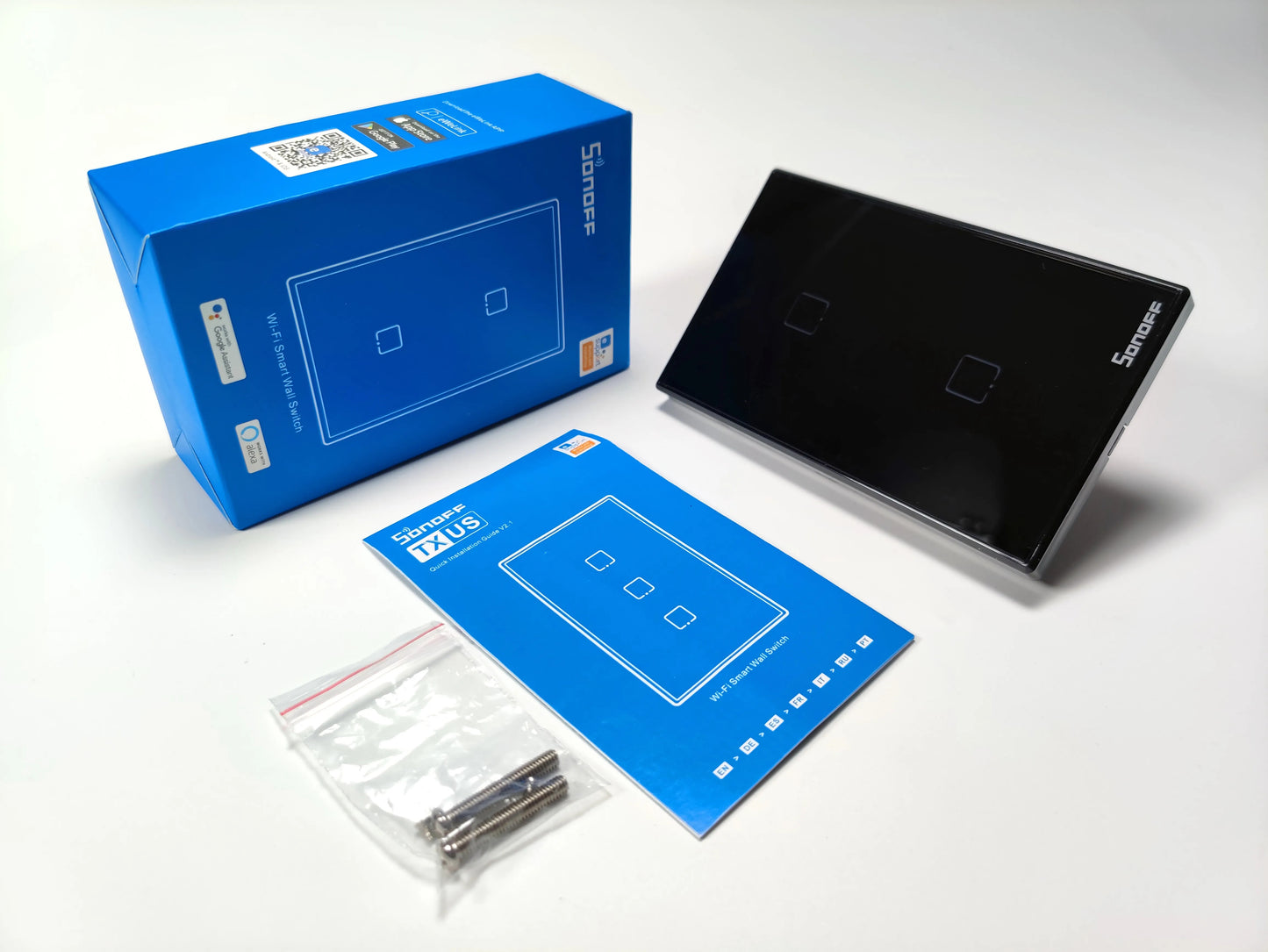 Interruptor de pared negro 2 Canales WIFI - Sonoff