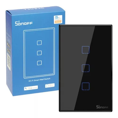 Interruptor de pared negro 3 Canales WIFI - Sonoff